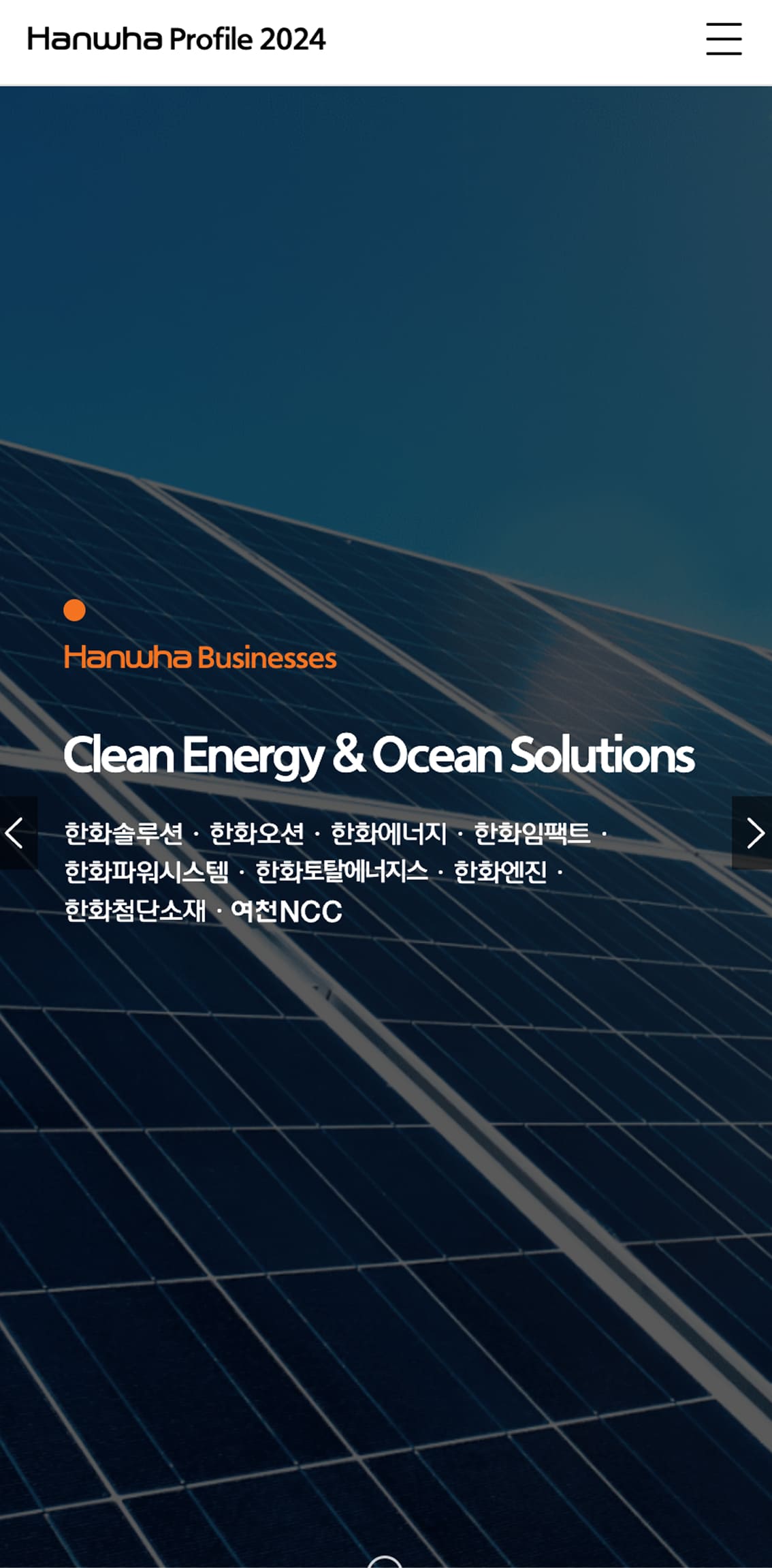한화프로파일 businesses페이지 모바일